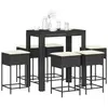 vidaXL Ensemble de bar de jardin 7 pcs avec coussins noir poly rotin