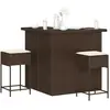 vidaXL Ensemble de bar de jardin 3 pcs et coussins brun résine tressée