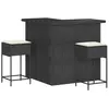 vidaXL Ensemble de bar de jardin 3 pcs avec coussins noir poly rotin