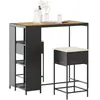 vidaXL Ensemble de bar de jardin 3 pcs avec coussins noir poly rotin