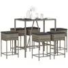 vidaXL Ensemble de bar de jardin 7 pcs avec coussins gris poly rotin