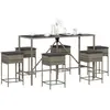 vidaXL Ensemble de bar de jardin 7 pcs avec coussins gris poly rotin