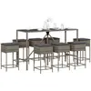 vidaXL Ensemble de bar de jardin 9 pcs avec coussins gris poly rotin