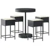 vidaXL Ensemble de bar de jardin 5 pcs avec coussins noir poly rotin