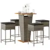 vidaXL Ensemble de bar de jardin 5 pcs avec coussins gris poly rotin