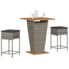 Vidaxl ensemble de bar de jardin 3 pcs et coussins gris résine tressée