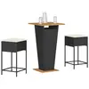vidaXL Ensemble de bar de jardin 3 pcs avec coussins noir poly rotin