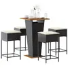 vidaXL Ensemble de bar de jardin 5 pcs avec coussins noir poly rotin
