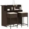 vidaXL Ensemble de bar de jardin 3 pcs et coussins brun résine tressée