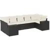 vidaXL Salon de jardin 7 pcs avec coussins noir résine tressée