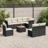 vidaXL Salon de jardin 9 pcs avec coussins noir résine tressée