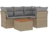 vidaXL Salon de jardin avec coussins 5pcs mélange beige résine tressée