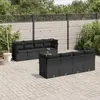 vidaXL Salon de jardin 9 pcs avec coussins noir résine tressée