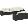 vidaXL Salon de jardin 8 pcs avec coussins noir résine tressée