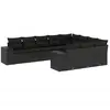 vidaXL Salon de jardin 10 pcs avec coussins noir résine tressée