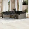 vidaXL Salon de jardin avec coussins 10 pcs gris résine tressée