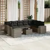vidaXL Salon de jardin avec coussins 10 pcs gris résine tressée