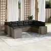 vidaXL Salon de jardin 9 pcs avec coussins gris résine tressée