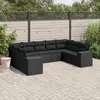 vidaXL Salon de jardin 9 pcs avec coussins noir résine tressée