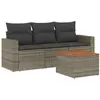 vidaXL Salon de jardin 4 pcs avec coussins gris résine tressée