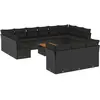 vidaXL Salon de jardin avec coussins 14 pcs noir résine tressée