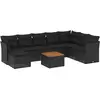 vidaXL Salon de jardin 9 pcs avec coussins noir résine tressée
