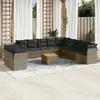 vidaXL Salon de jardin avec coussins 12 pcs gris résine tressée