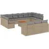 vidaXL Salon de jardin et coussins 14 pcs mélange beige résine tressée