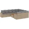 vidaXL Salon de jardin et coussins 11 pcs mélange beige résine tressée