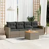 vidaXL Salon de jardin 5 pcs avec coussins gris résine tressée