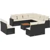 vidaXL Salon de jardin 12 pcs avec coussins noir résine tressée