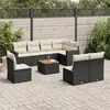 vidaXL Salon de jardin 9 pcs avec coussins noir résine tressée