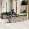 vidaXL Salon de jardin 9 pcs avec coussins gris résine tressée