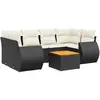 vidaXL Salon de jardin 7 pcs avec coussins noir résine tressée