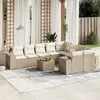 vidaXL Salon de jardin avec coussins 10 pcs beige résine tressée