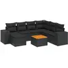 vidaXL Salon de jardin 8 pcs avec coussins noir résine tressée