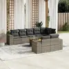 vidaXL Salon de jardin 9 pcs avec coussins gris résine tressée