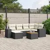 vidaXL Salon de jardin 7 pcs avec coussins noir résine tressée