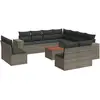 vidaXL Salon de jardin avec coussins 12 pcs gris résine tressée