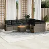 vidaXL Salon de jardin avec coussins 10 pcs gris résine tressée