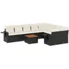vidaXL Salon de jardin 10 pcs avec coussins noir résine tressée