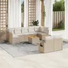 vidaXL Salon de jardin avec coussins 10 pcs beige résine tressée