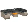 vidaXL Salon de jardin 11 pcs avec coussins gris résine tressée