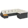 vidaXL Salon de jardin 10 pcs avec coussins noir résine tressée