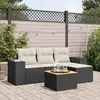 vidaXL Salon de jardin 5 pcs avec coussins noir résine tressée