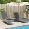 vidaXL Chaises longues avec coussins lot de 2 gris résine tressée