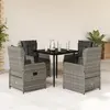 vidaXL Ensemble à manger de jardin 5 pcs coussins gris résine tressée