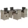 vidaXL Ensemble à manger de jardin et coussins 7 pcs gris clair rotin