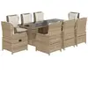 vidaXL Ensemble à manger de jardin et coussins 9 pcs beige Poly rotin