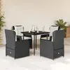 vidaXL Ensemble à manger de jardin coussins 5pcs Noir Résine tressée